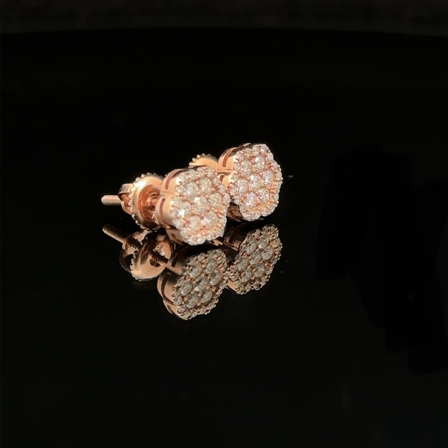 14k rose gold and diamond flower Earrings