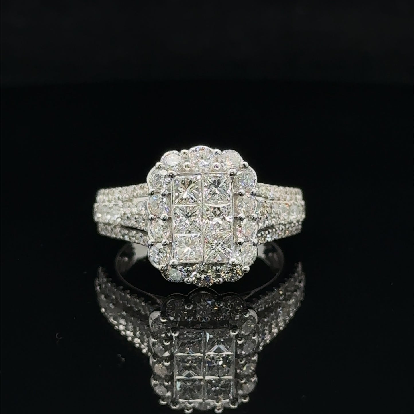 14k white gold and diamond engagement Ring