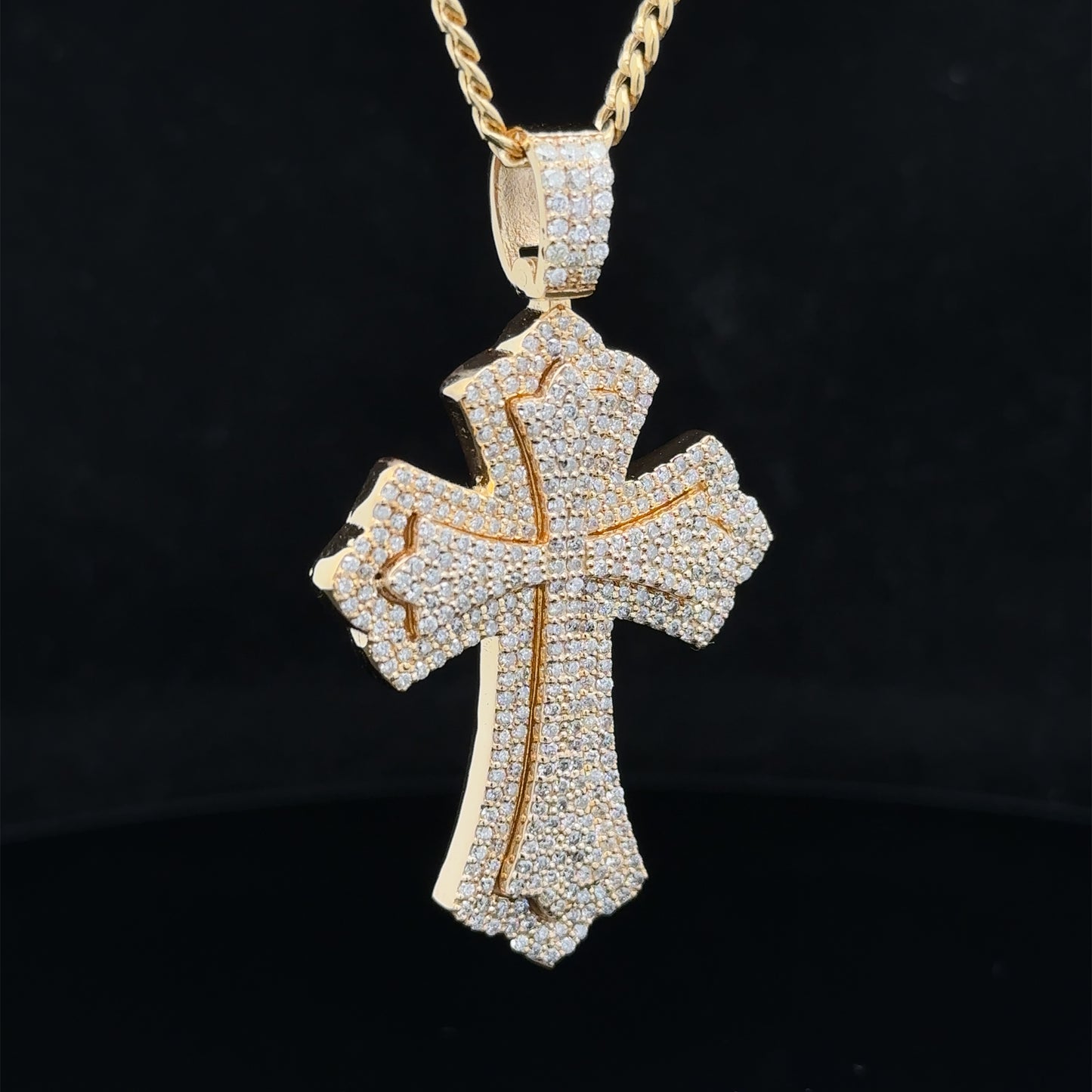 14k yellow gold and diamond Cross Pendant and 10k yellow gold Chain