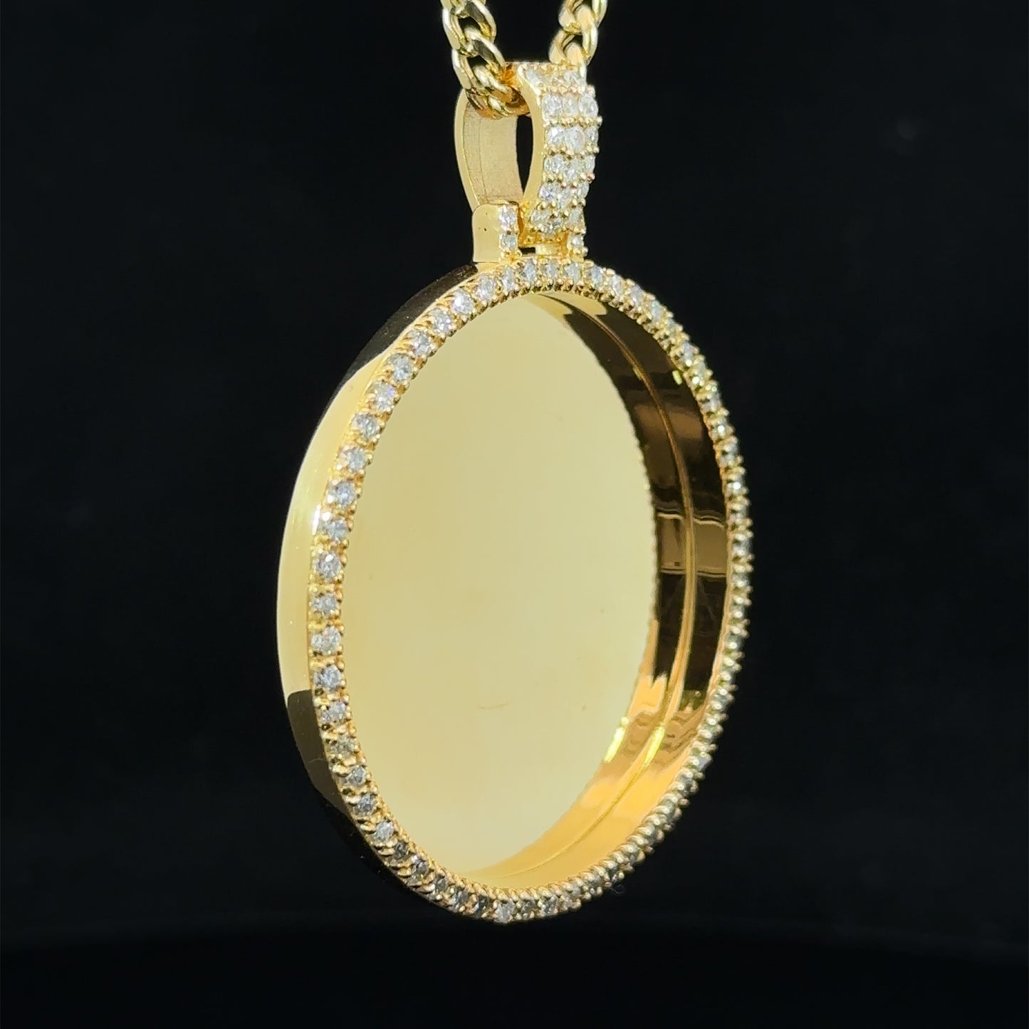 14k yellow gold and diamond Picture Pendant