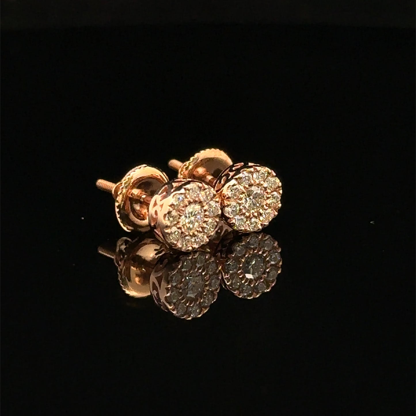14K Rose Gold Natural Earth Mined Diamond Earrings
