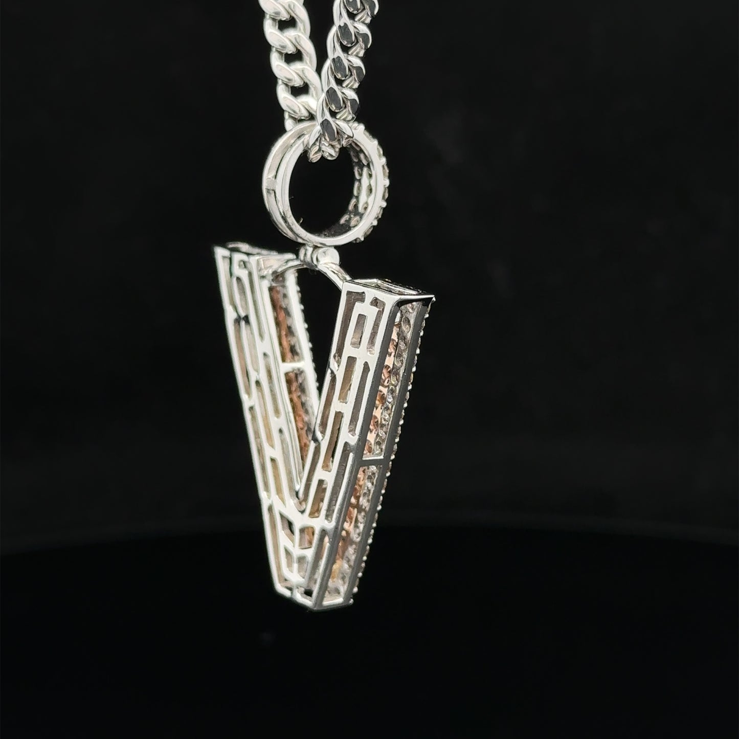14k gold & diamond V Initial Pendant