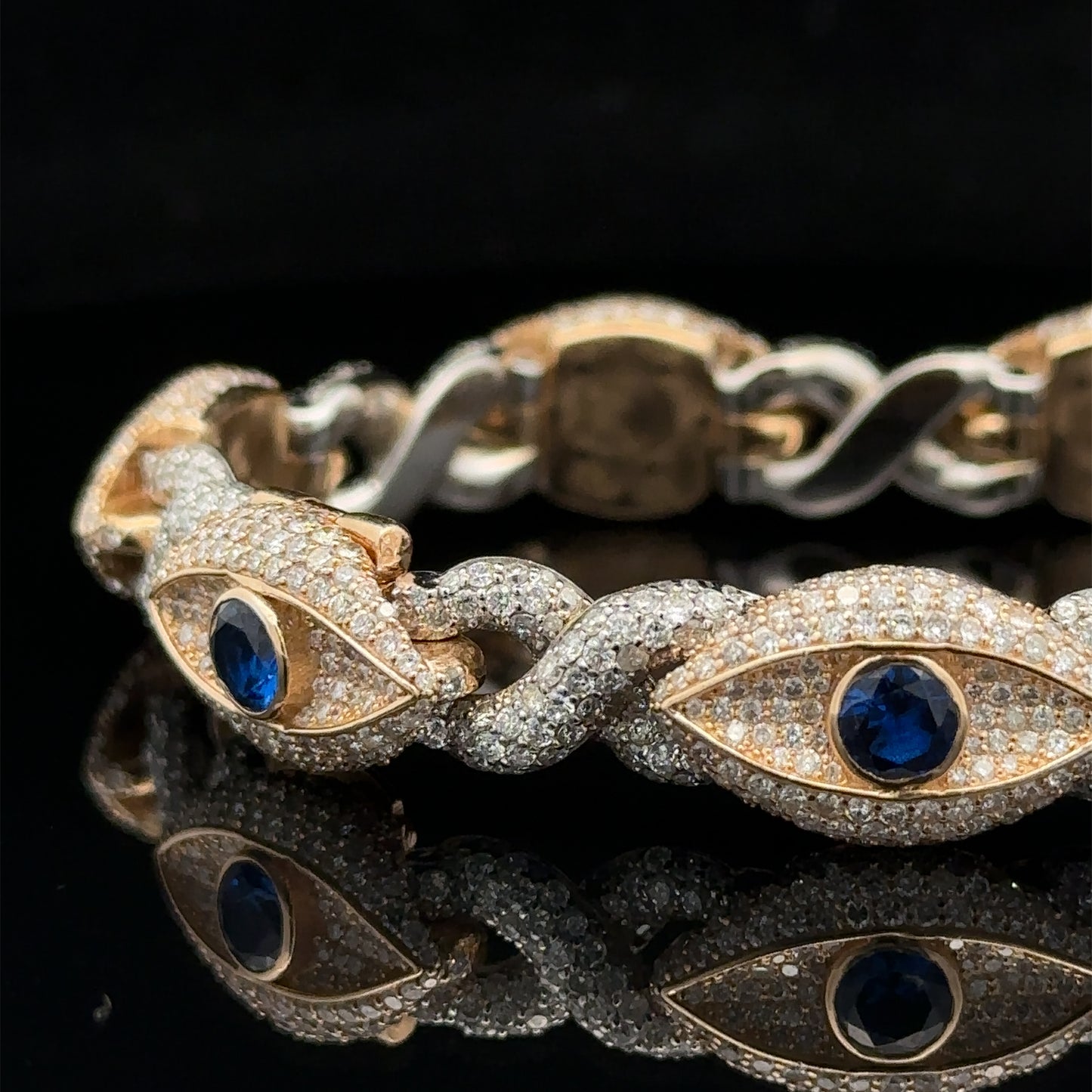 14k gold and diamond Evil Eye Bracelet