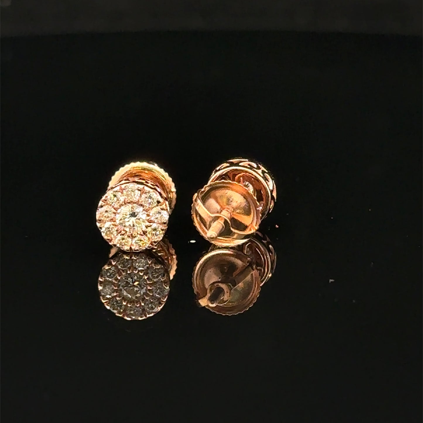 14K Rose Gold Natural Earth Mined Diamond Earrings
