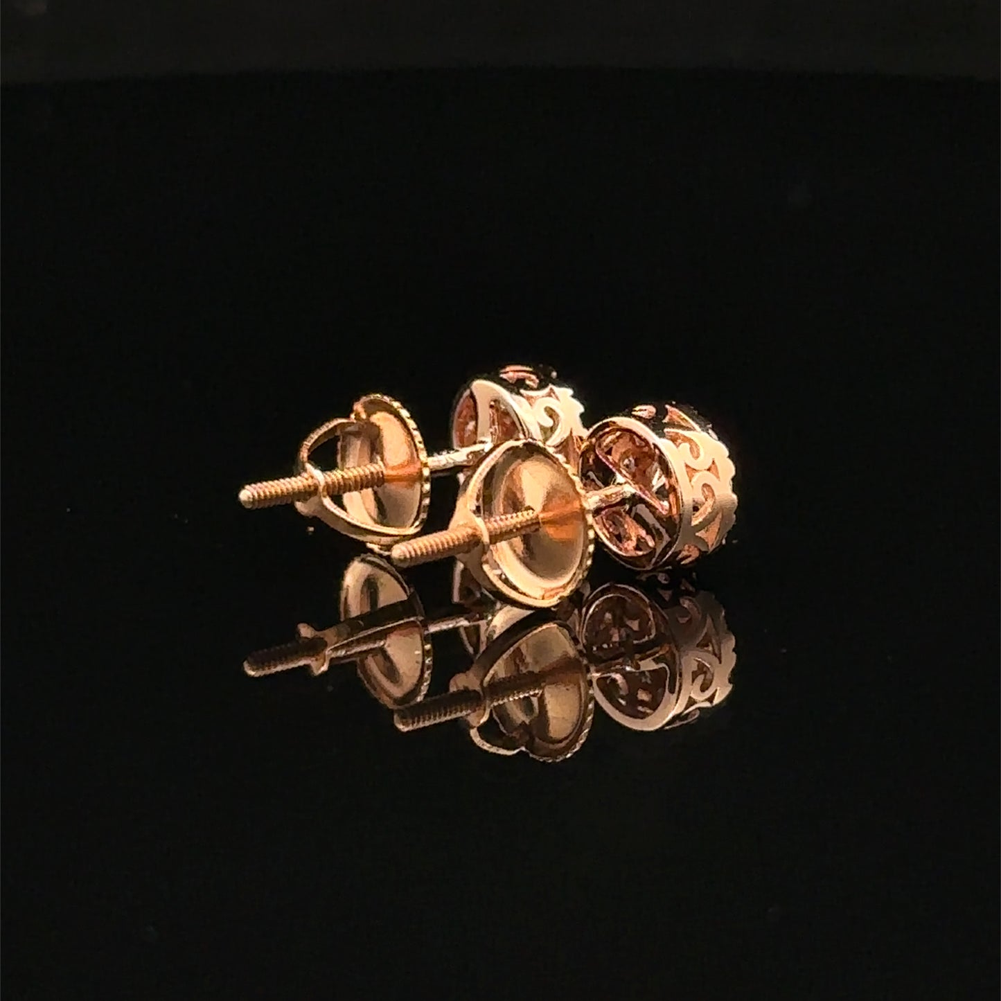 14K Rose Gold Natural Earth Mined Diamond Earrings