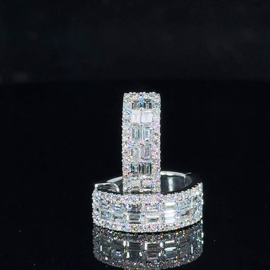 14k white gold and diamond Hoop Earrings