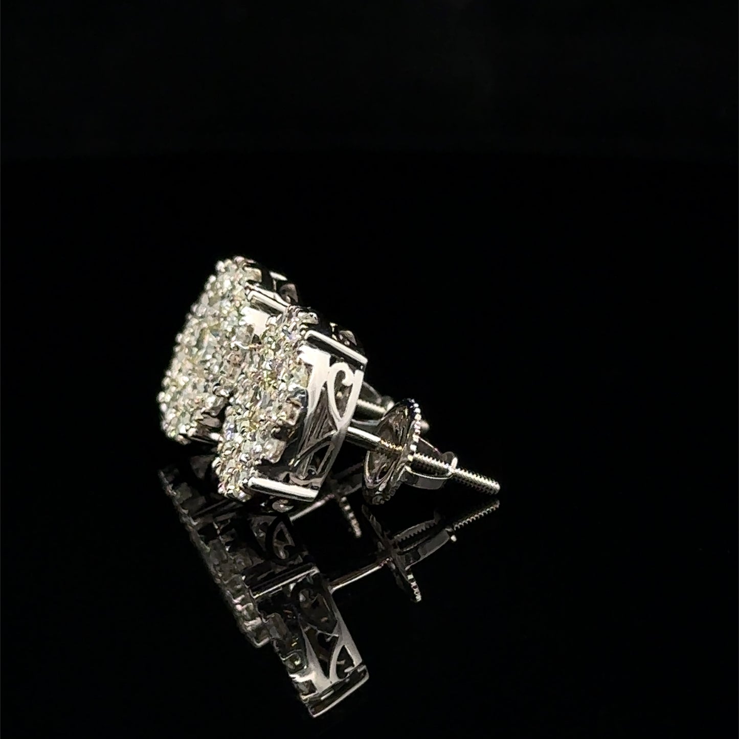 14k White Gold and Diamond Earrings