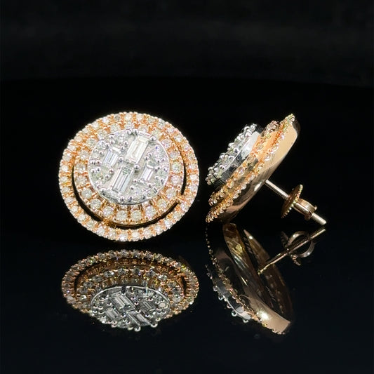 14k two-tone: rose and white gold Earrings