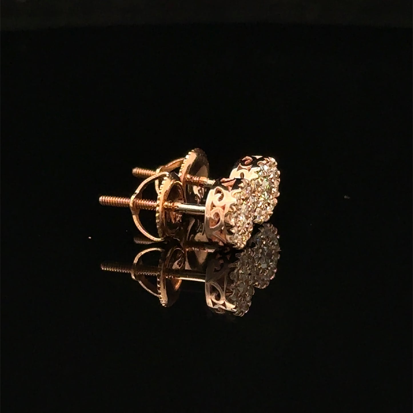 14K Rose Gold Natural Earth Mined Diamond Earrings