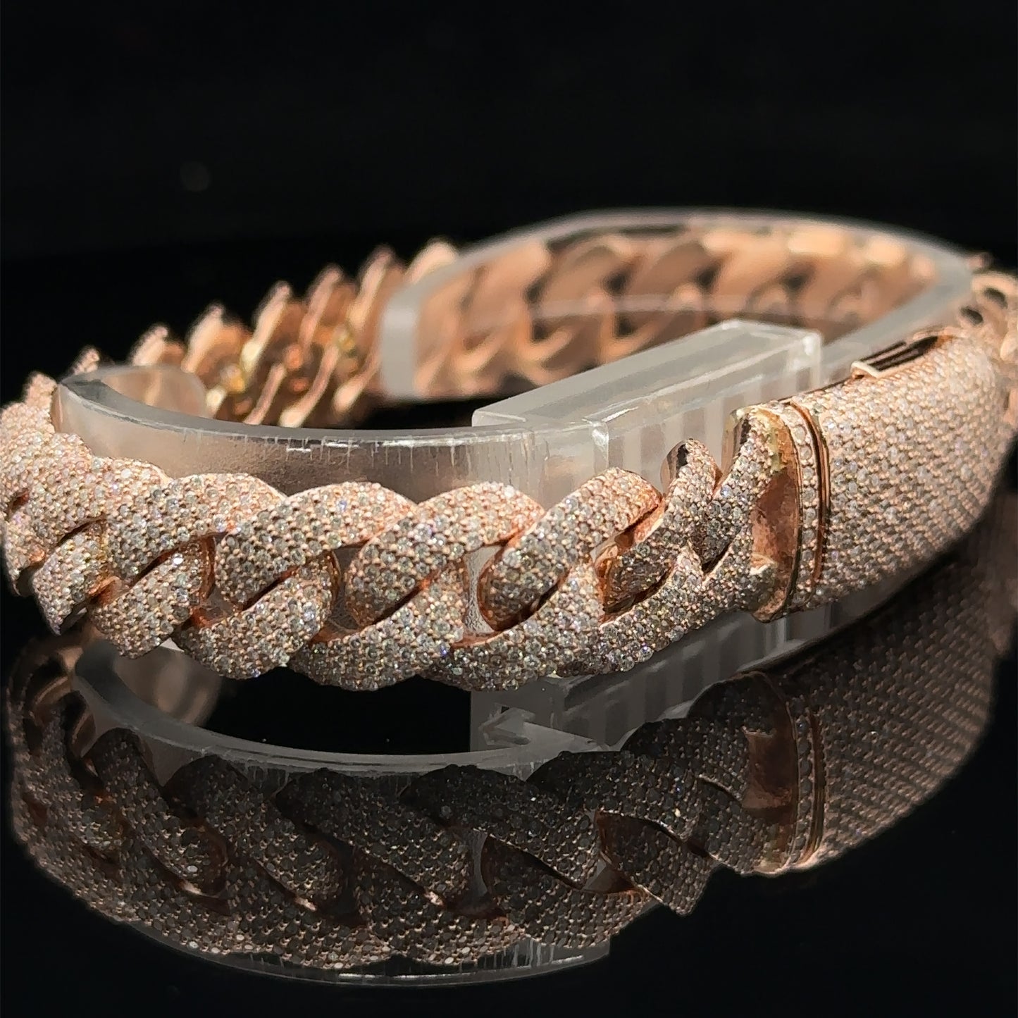 10k Rose gold and Diamond Pavé Cuban Bracelet