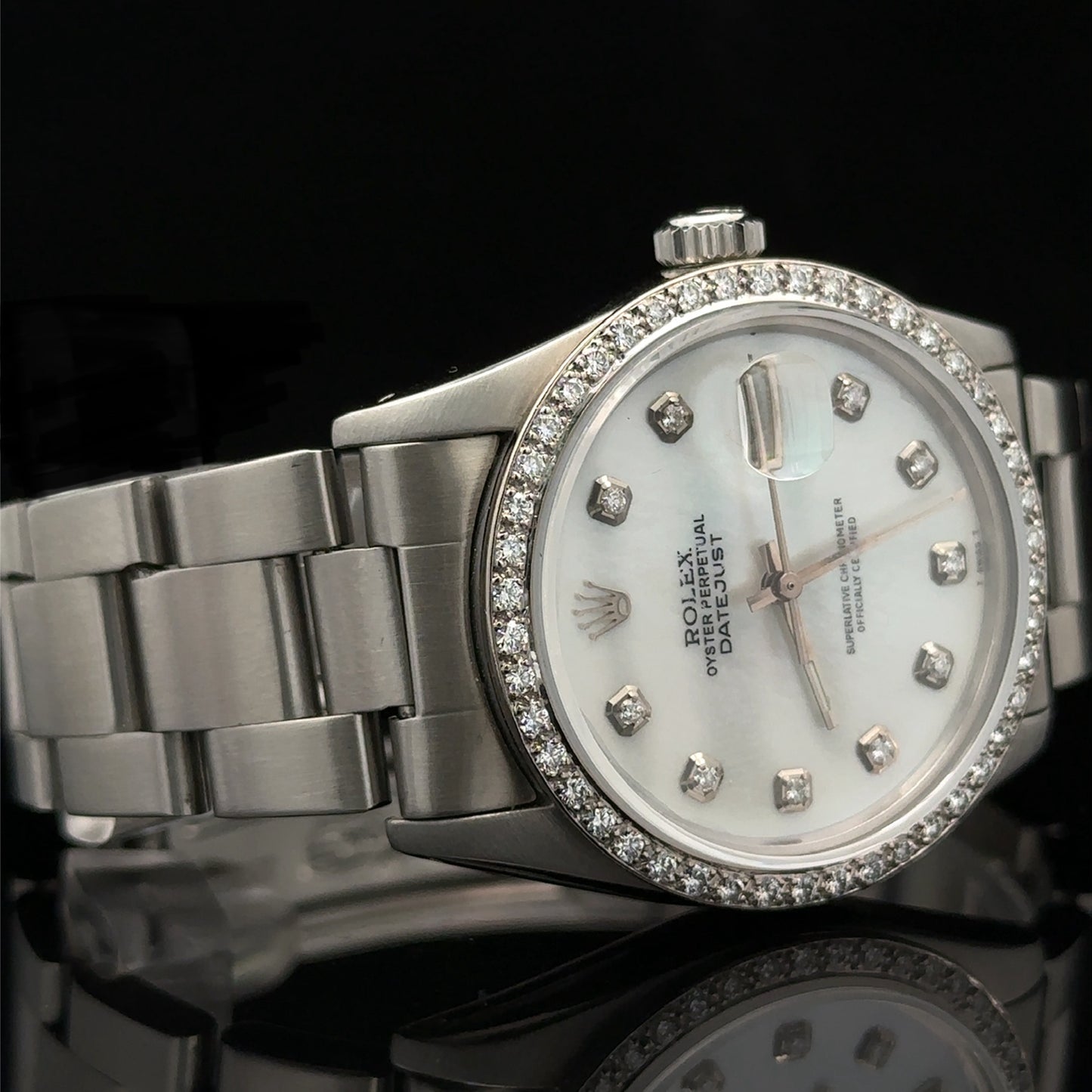 36mm Rolex Datejust Watch with stainless steel oyster band