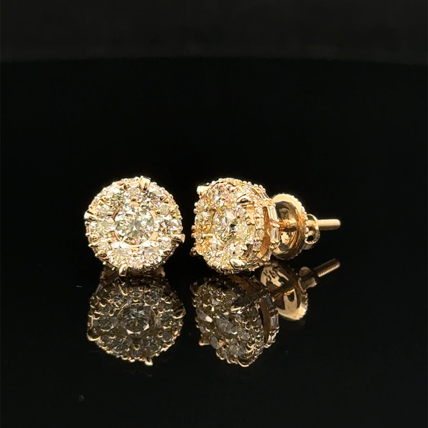 14k Yellow Gold and Diamond Earrings