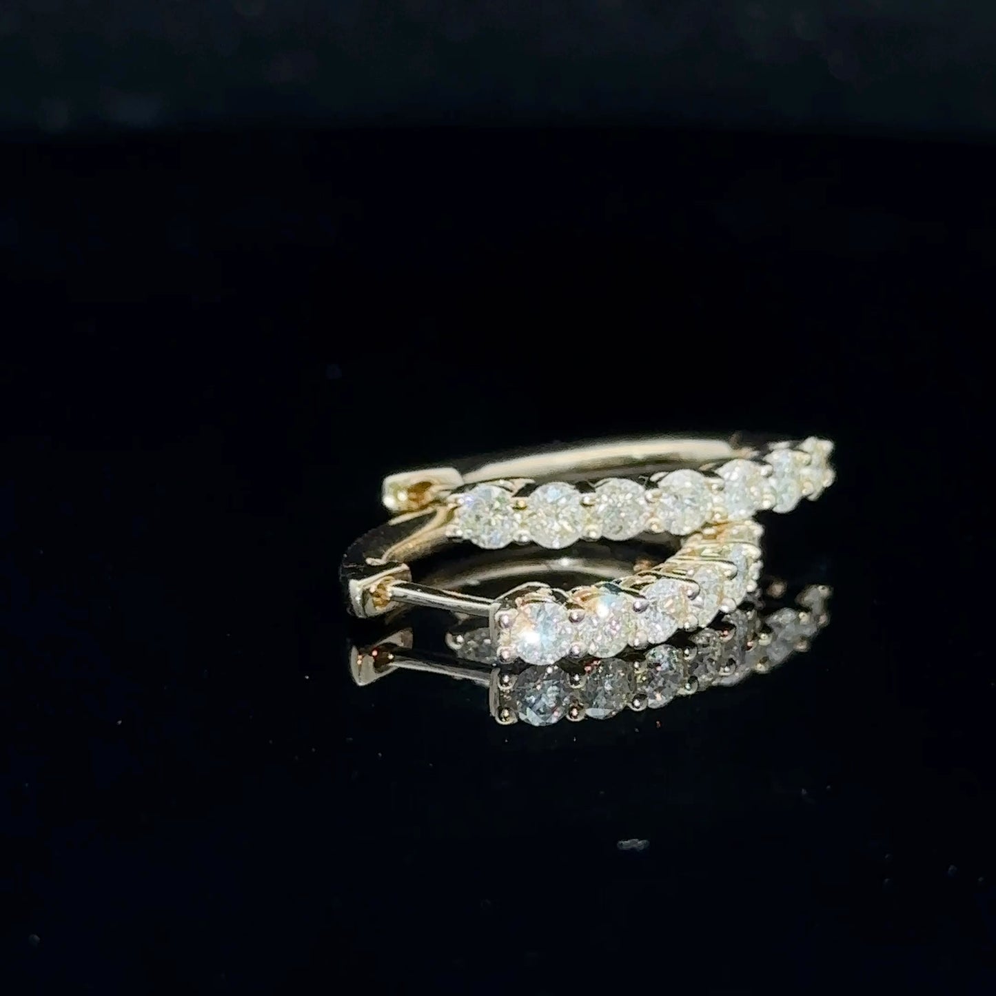 14k Yellow gold and diamond Hoop Earrings