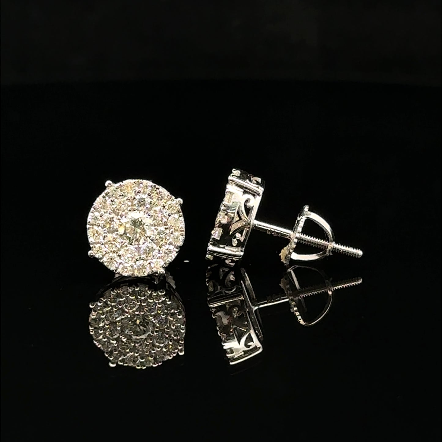 14K White Gold Natural Diamond Earrings