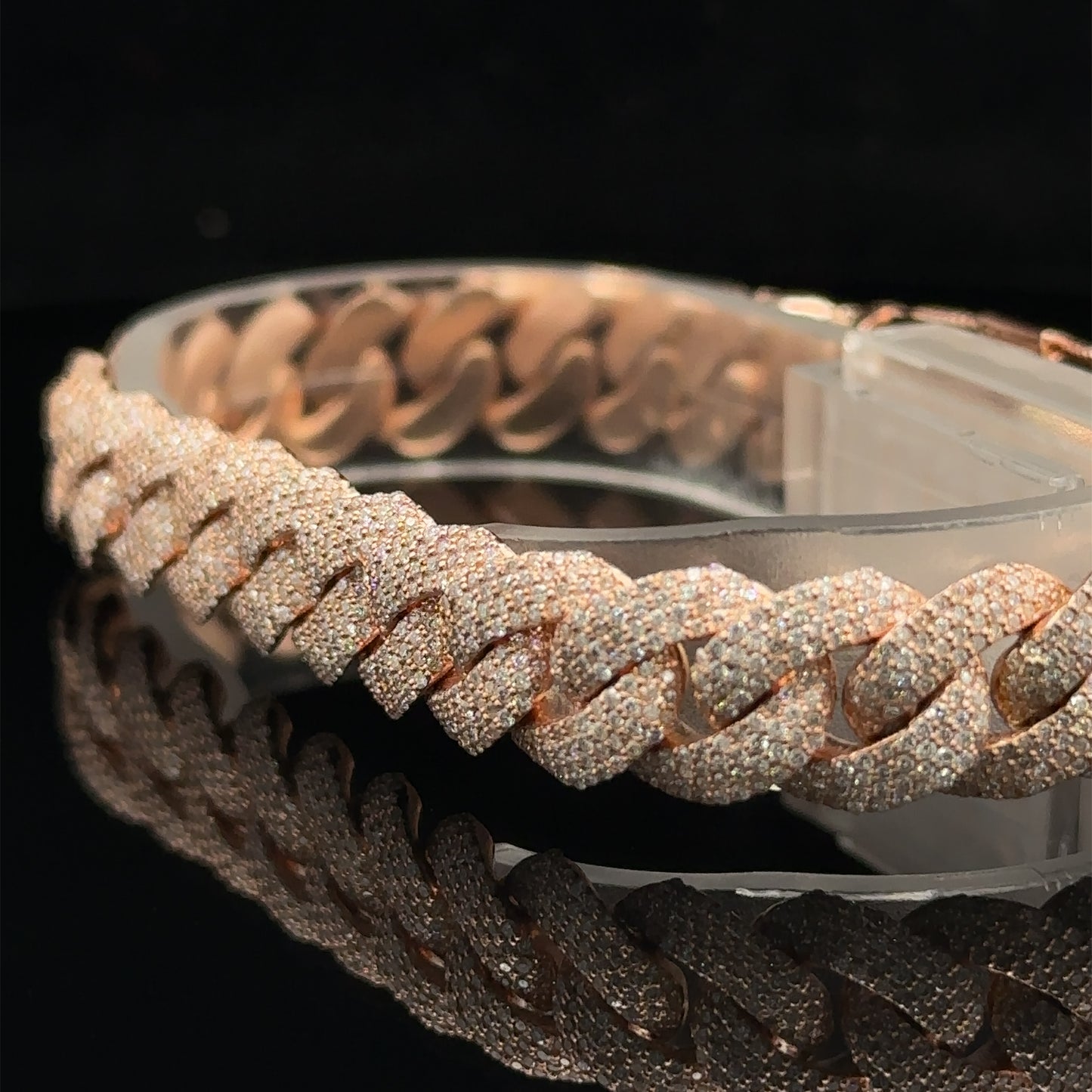 10k Rose gold and Diamond Pavé Cuban Bracelet
