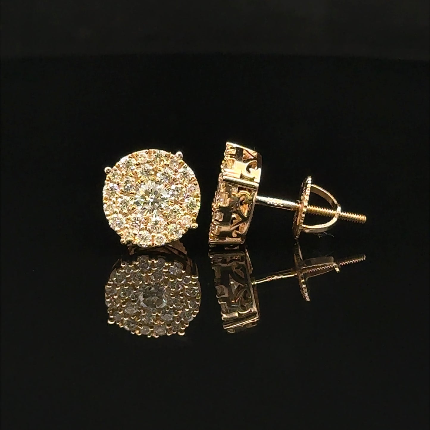 14K Yellow Gold Natural Diamond Earrings