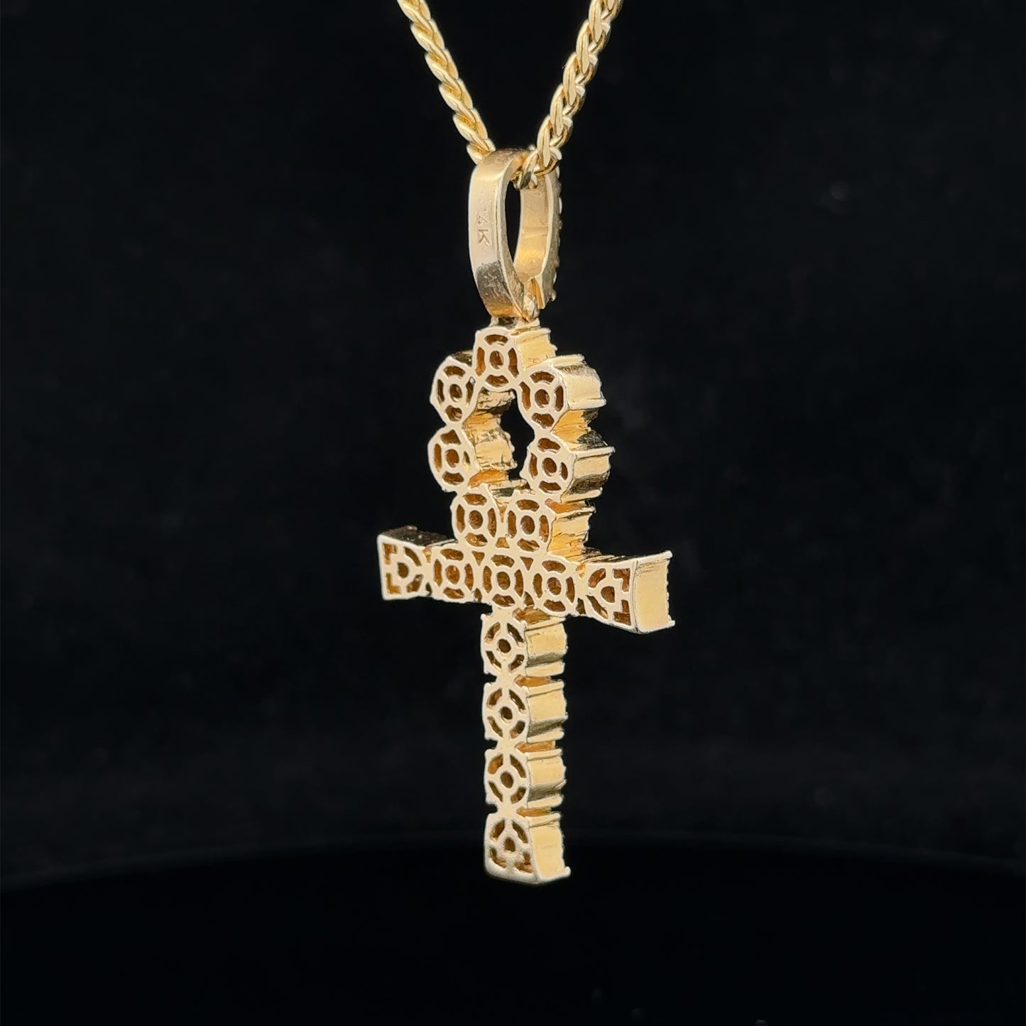 14k yellow gold and diamond Ankh Pendant