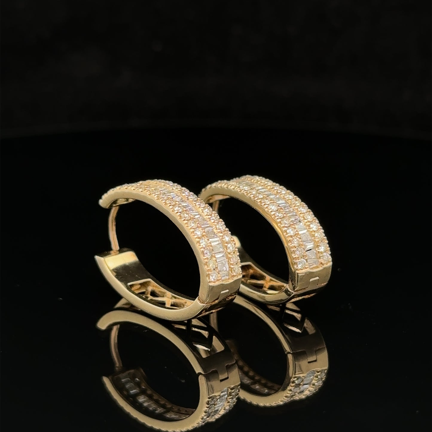 14k yellow gold and diamond Hoop Earrings