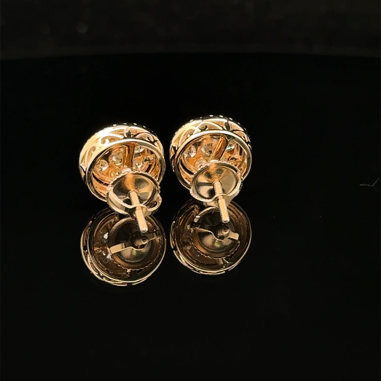 14k Yellow Gold and Diamond Round shape Earrings