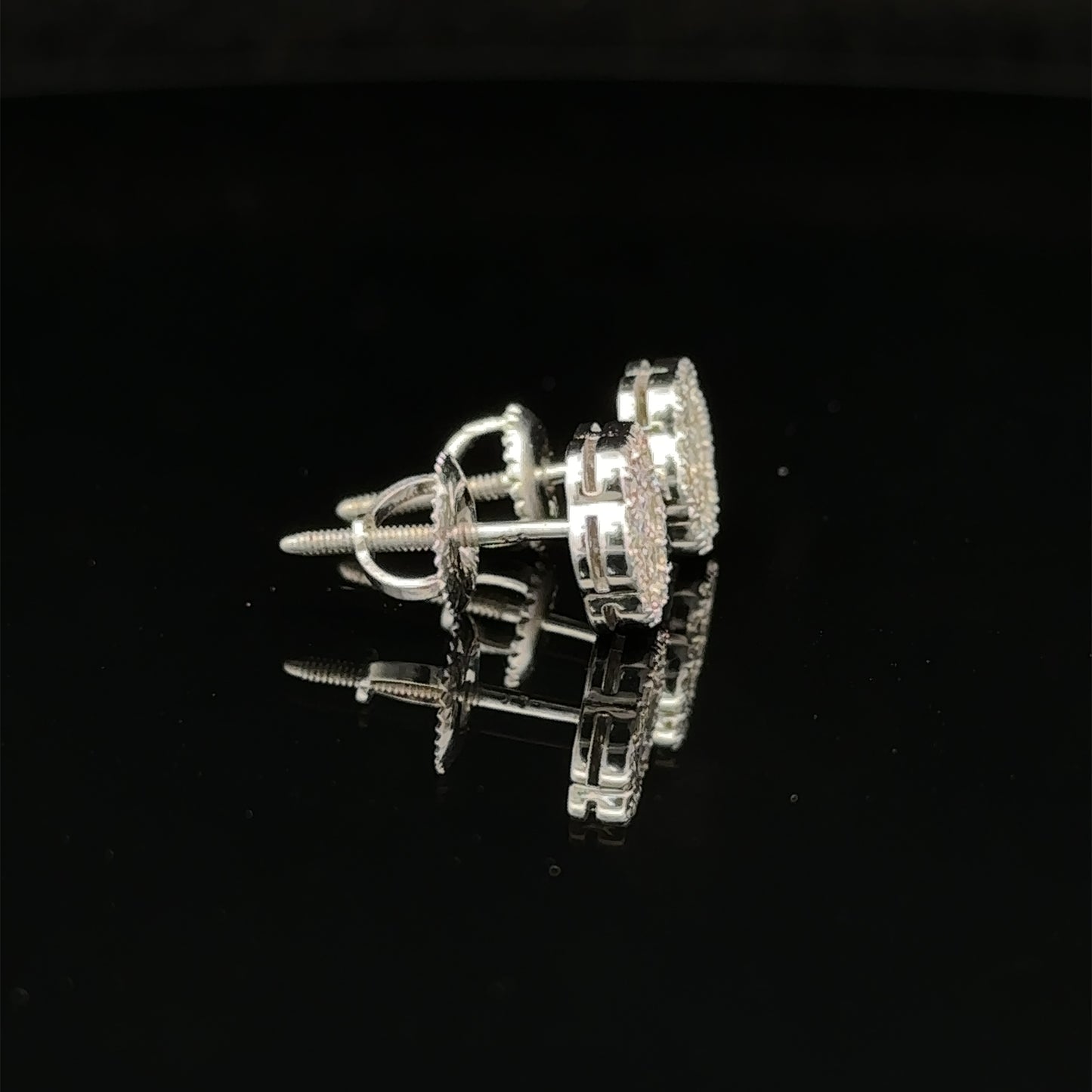 14k white gold and diamond flower Earrings