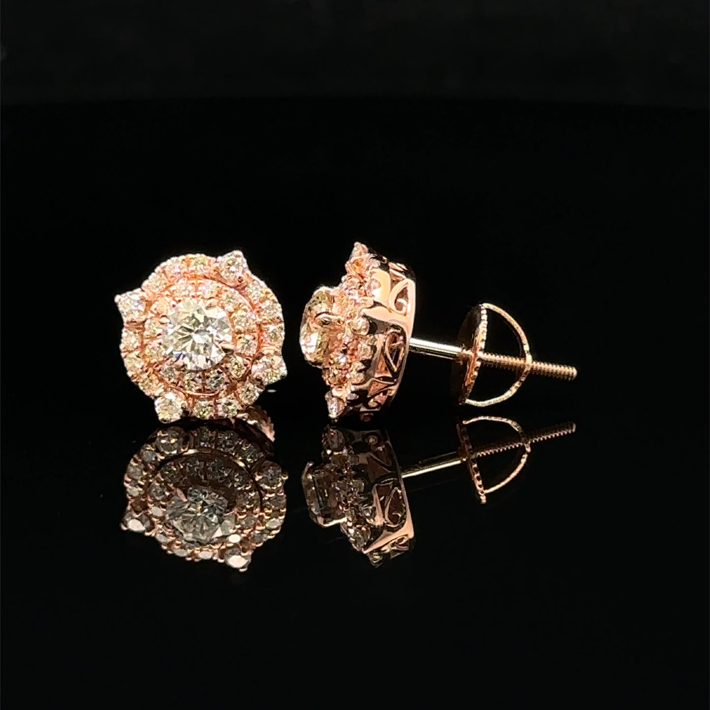 14K Rose Gold Diamond Stud Earrings – Elegant Sparkle