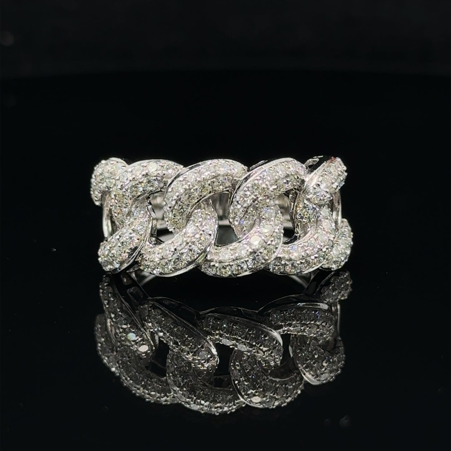 14k white gold and diamond Cuban Link Ring