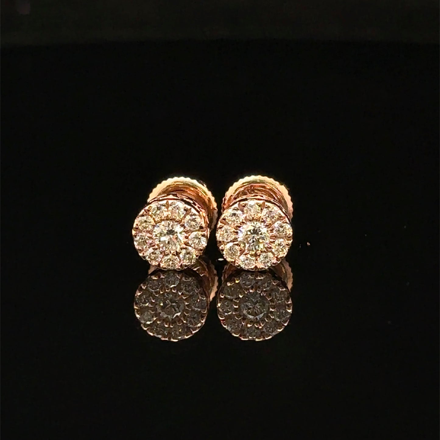 14K Rose Gold Natural Earth Mined Diamond Earrings