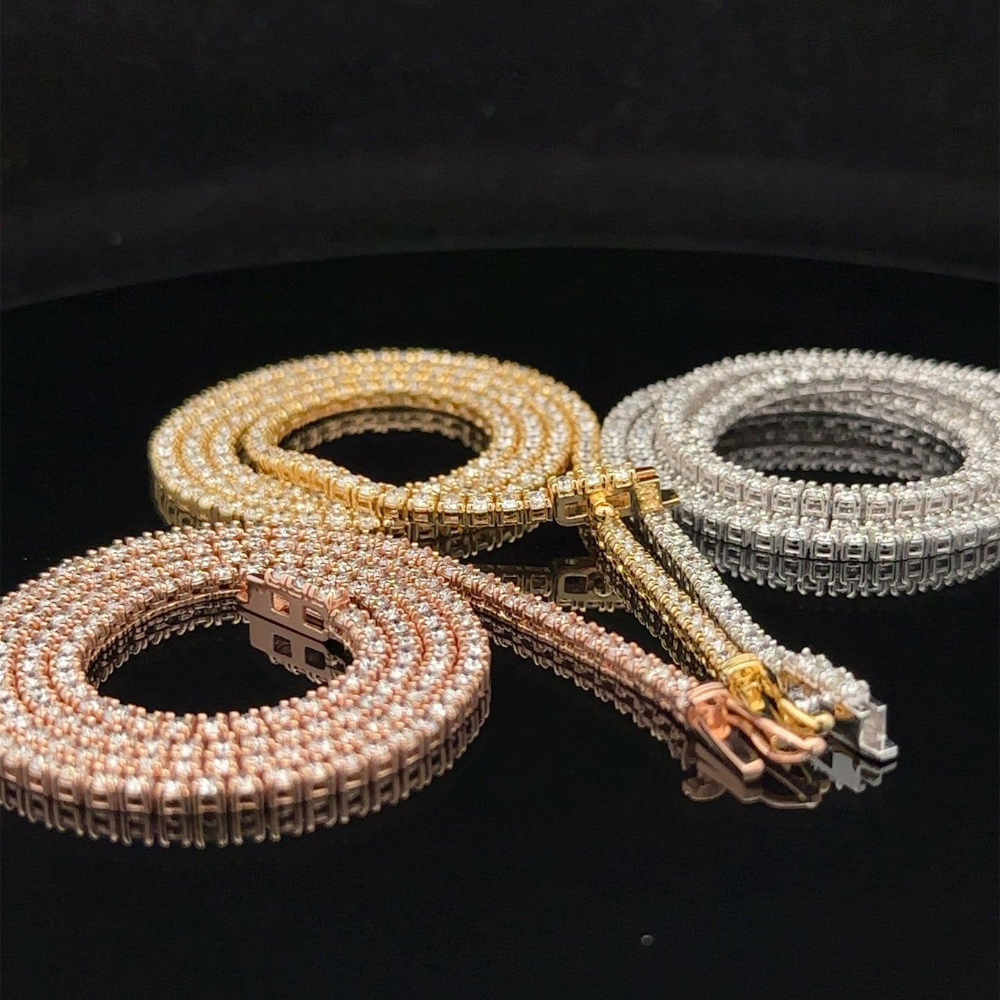 14k gold and diamond Tennis Chain (choose your color)