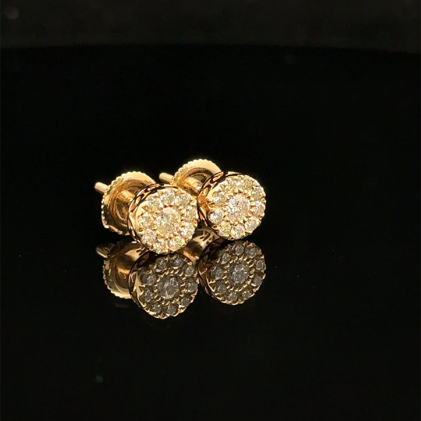 14K Yellow Gold Natural Earth Mined Diamond Earrings
