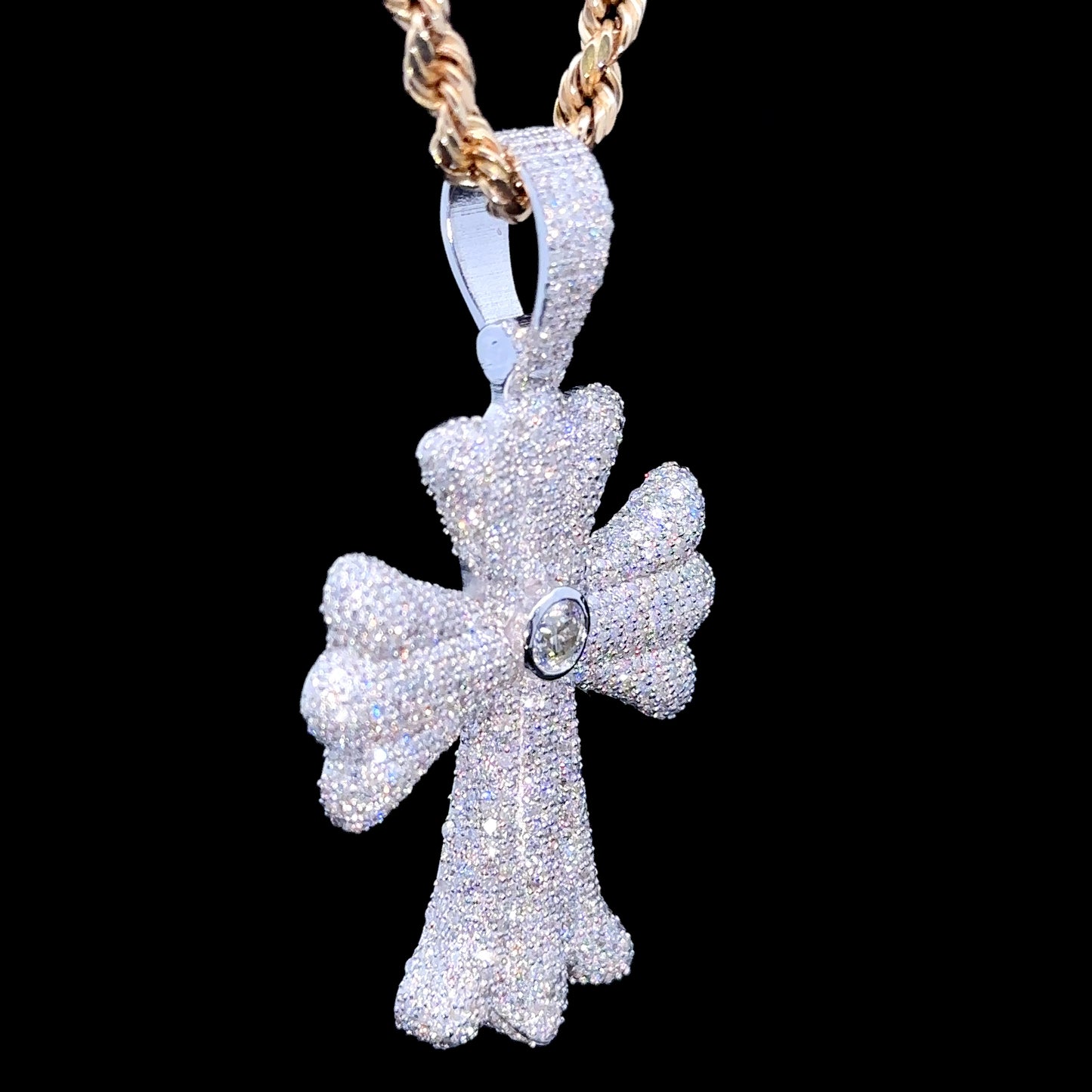 14k White gold and diamond Cross Pendant