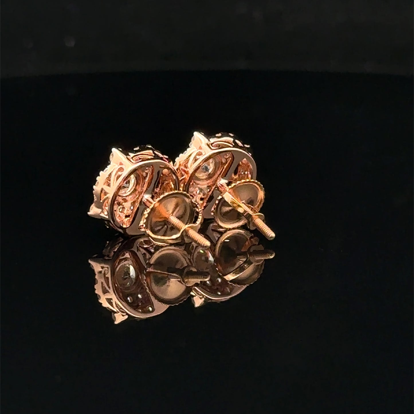 14K Rose Gold Diamond Stud Earrings – Elegant Sparkle