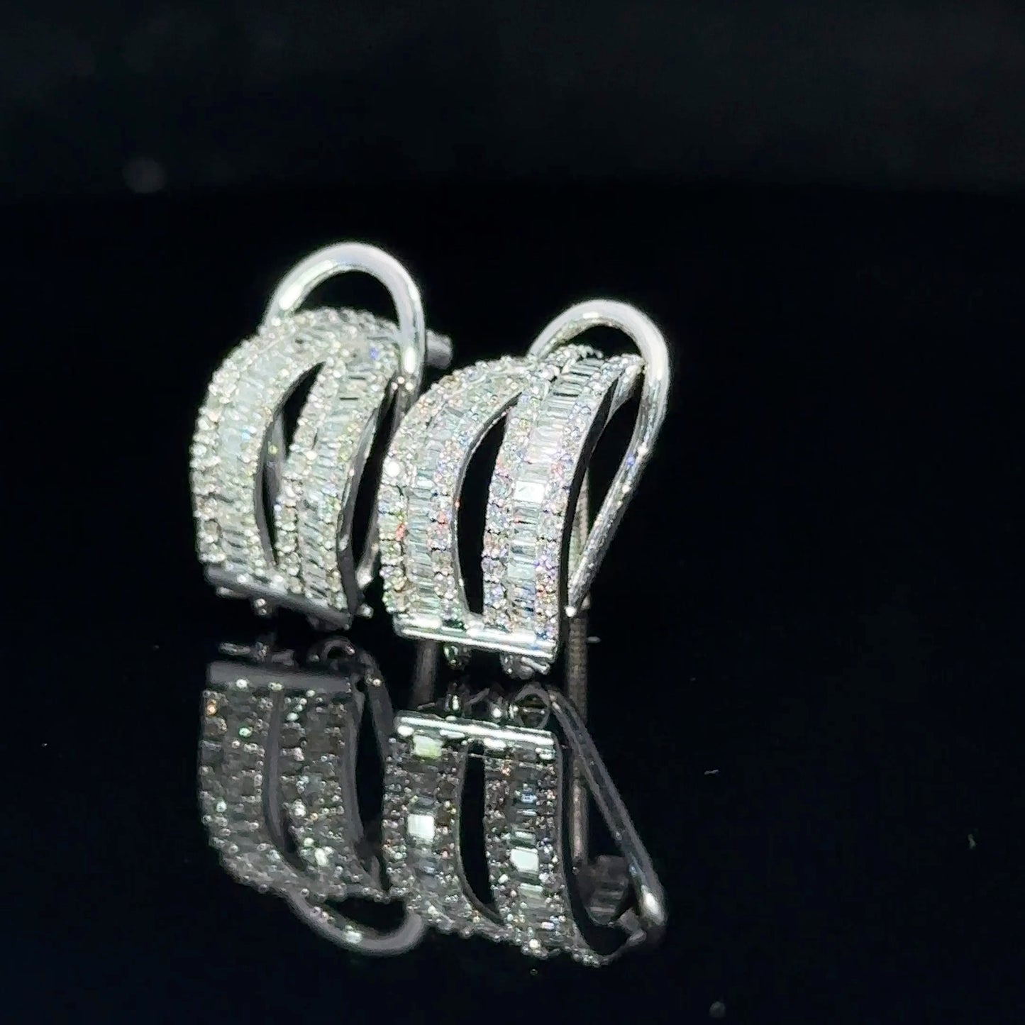 14k white gold and diamond Hoop Earrings
