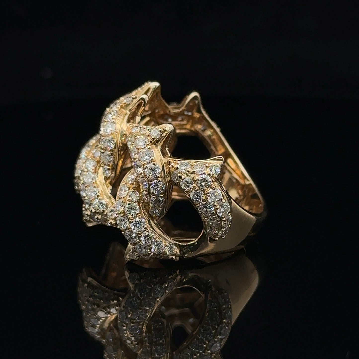 14k yellow gold Cuban and diamond Ring