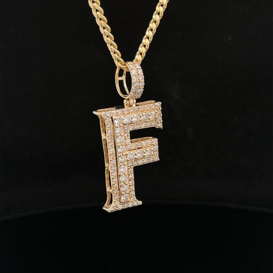 14k yellow gold & diamond F Initial Pendant