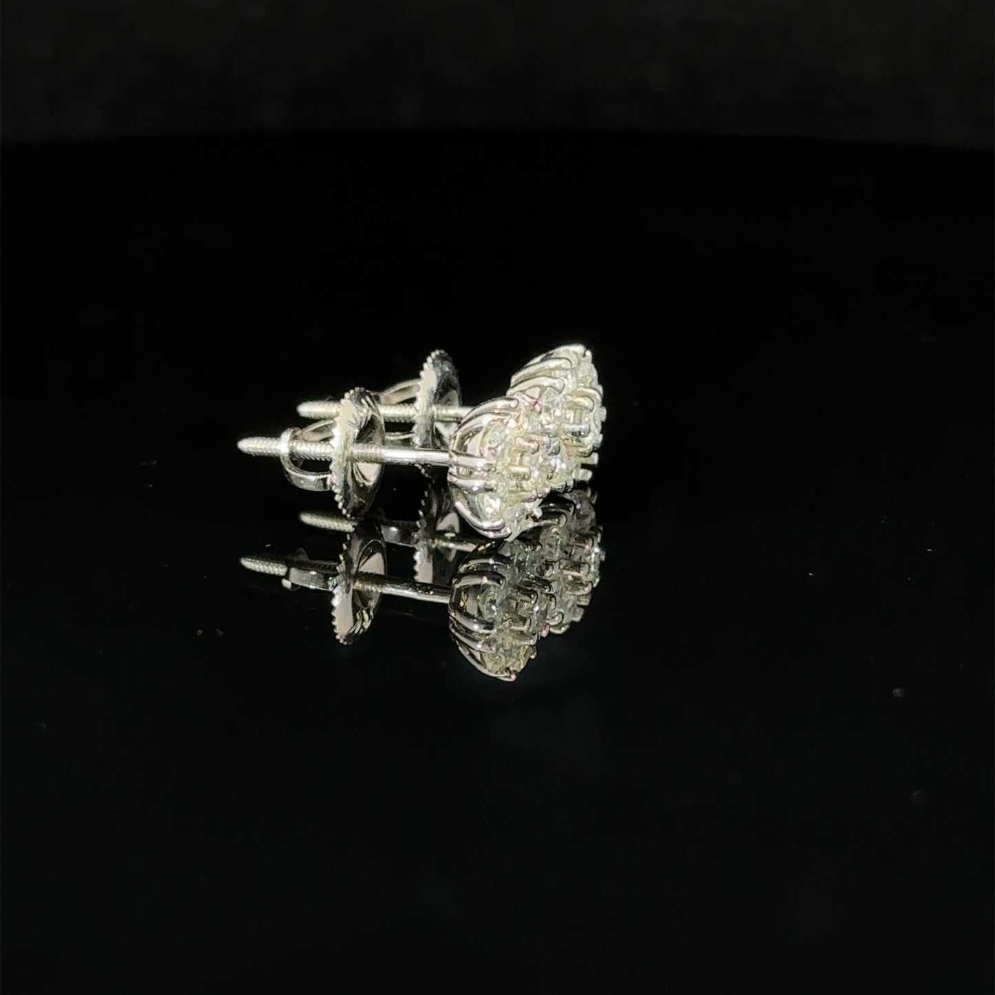 14k white gold and diamond Flower Earrings (5 pointer)