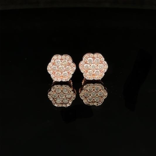 14k rose gold and diamond flower Earrings