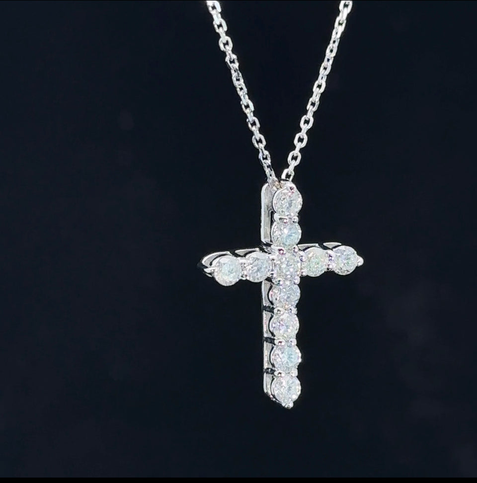 14k white gold and diamond Cross Pendant