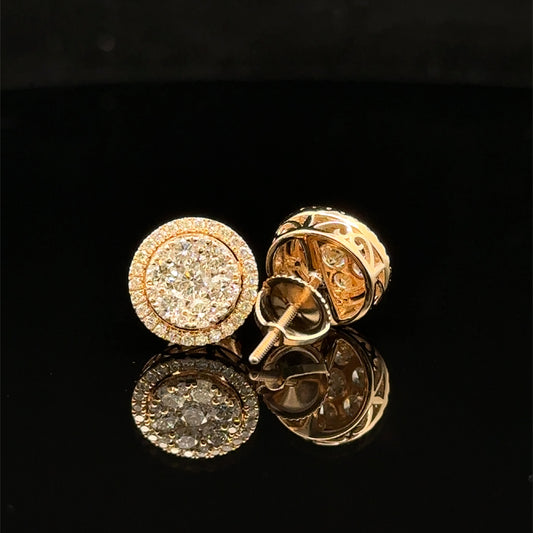 14k Yellow Gold and Diamond Round shape Earrings