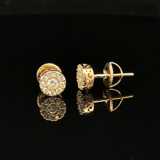 14K Yellow Gold Natural Earth Mined Diamond Earrings