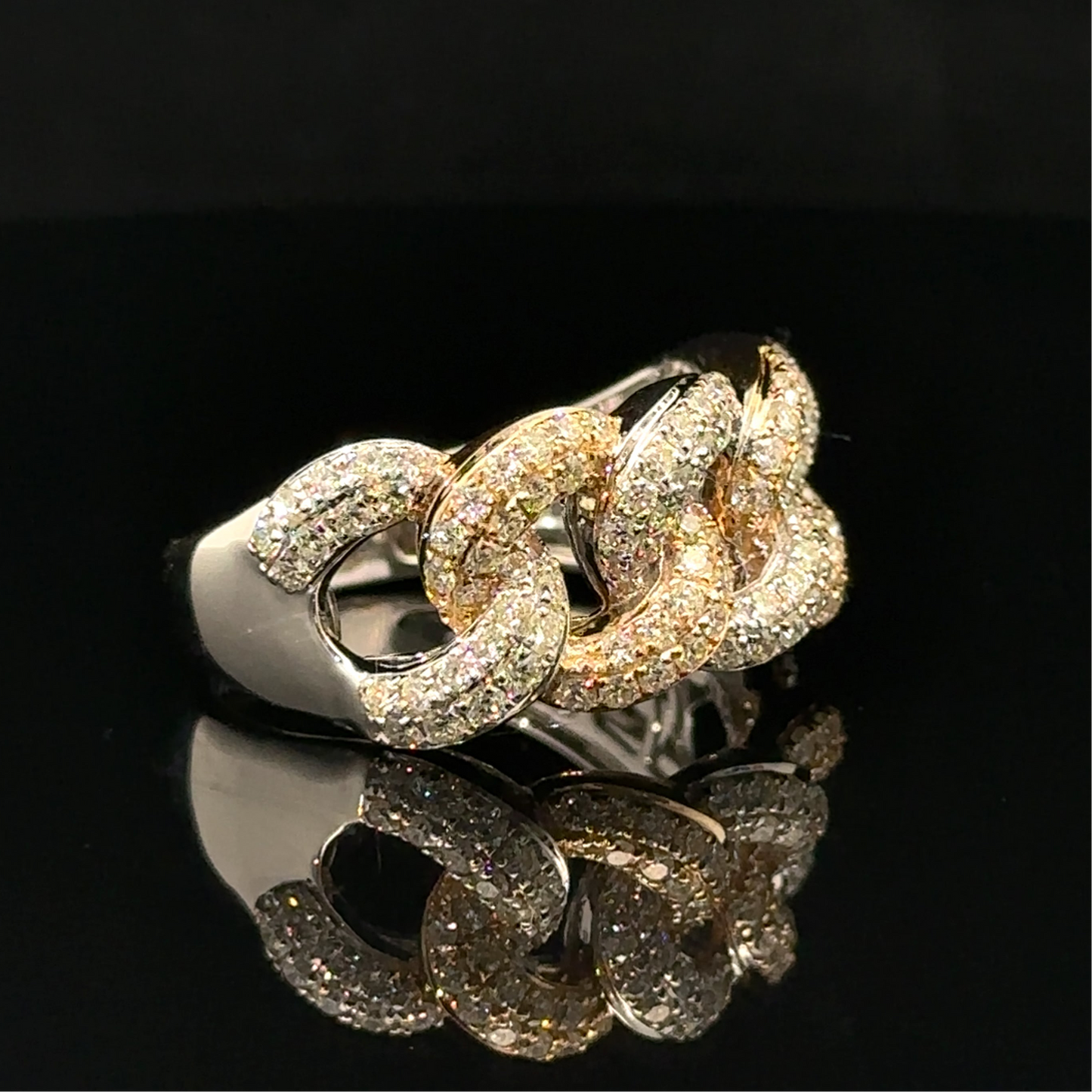14k two-tone gold Cuban Ring