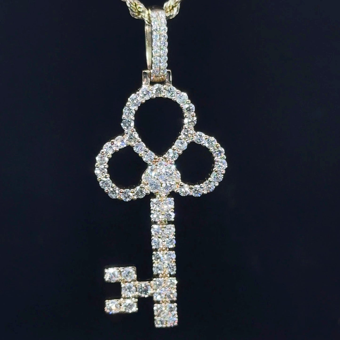 14k Yellow gold and diamond Key Pendant