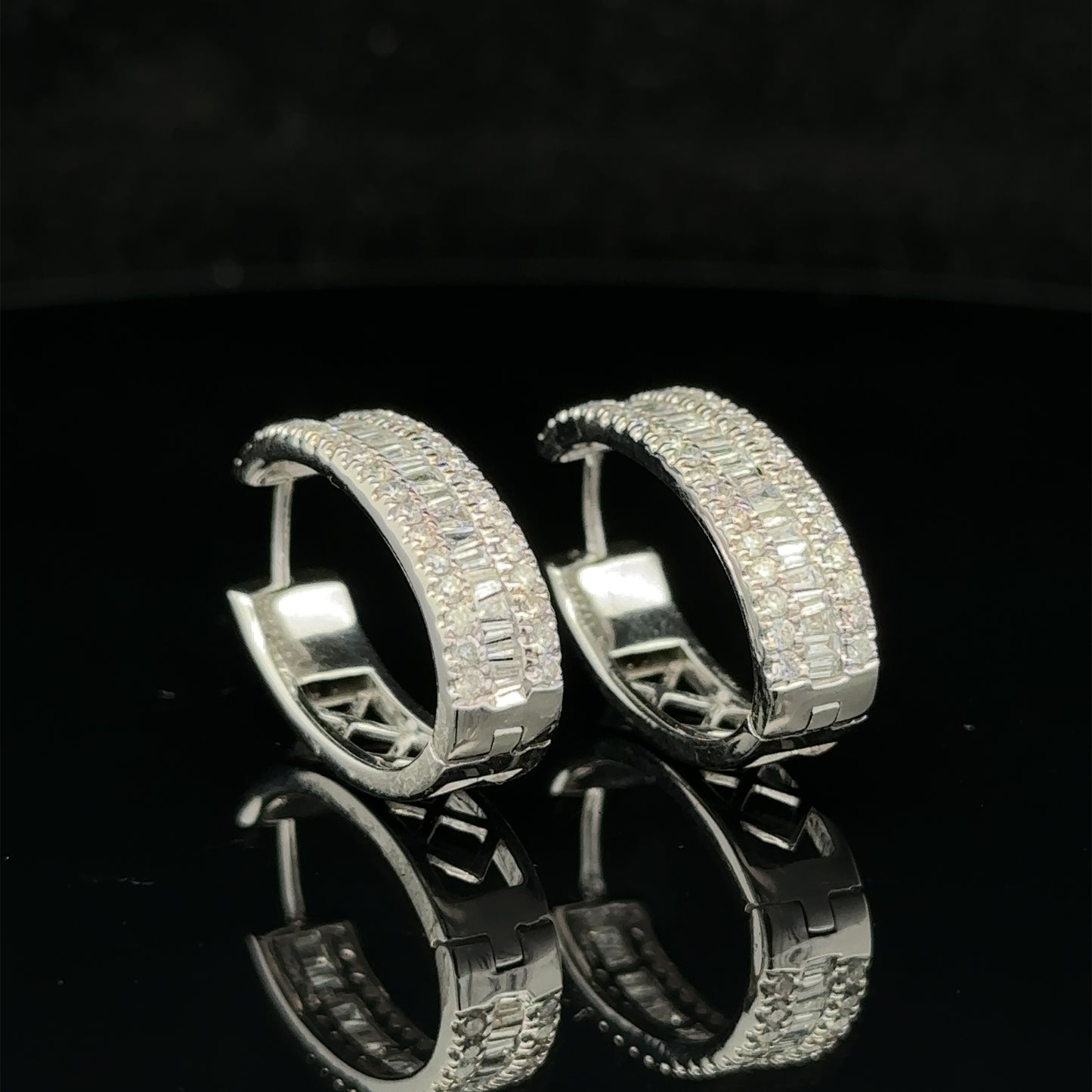 14k white gold and diamond Hoop Earrings