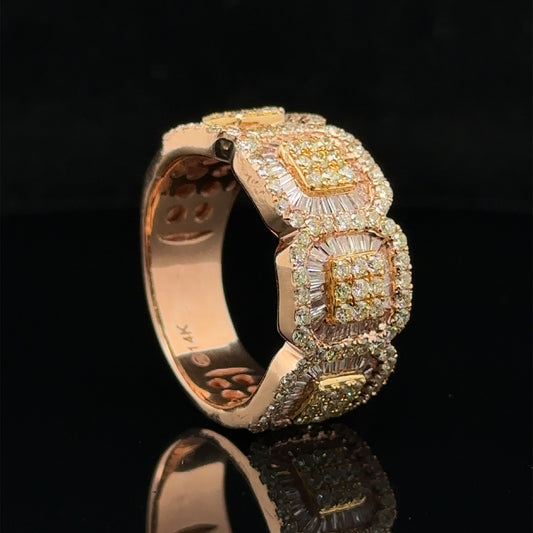 14k two tone rose/yellow gold and diamond Men`s Ring
