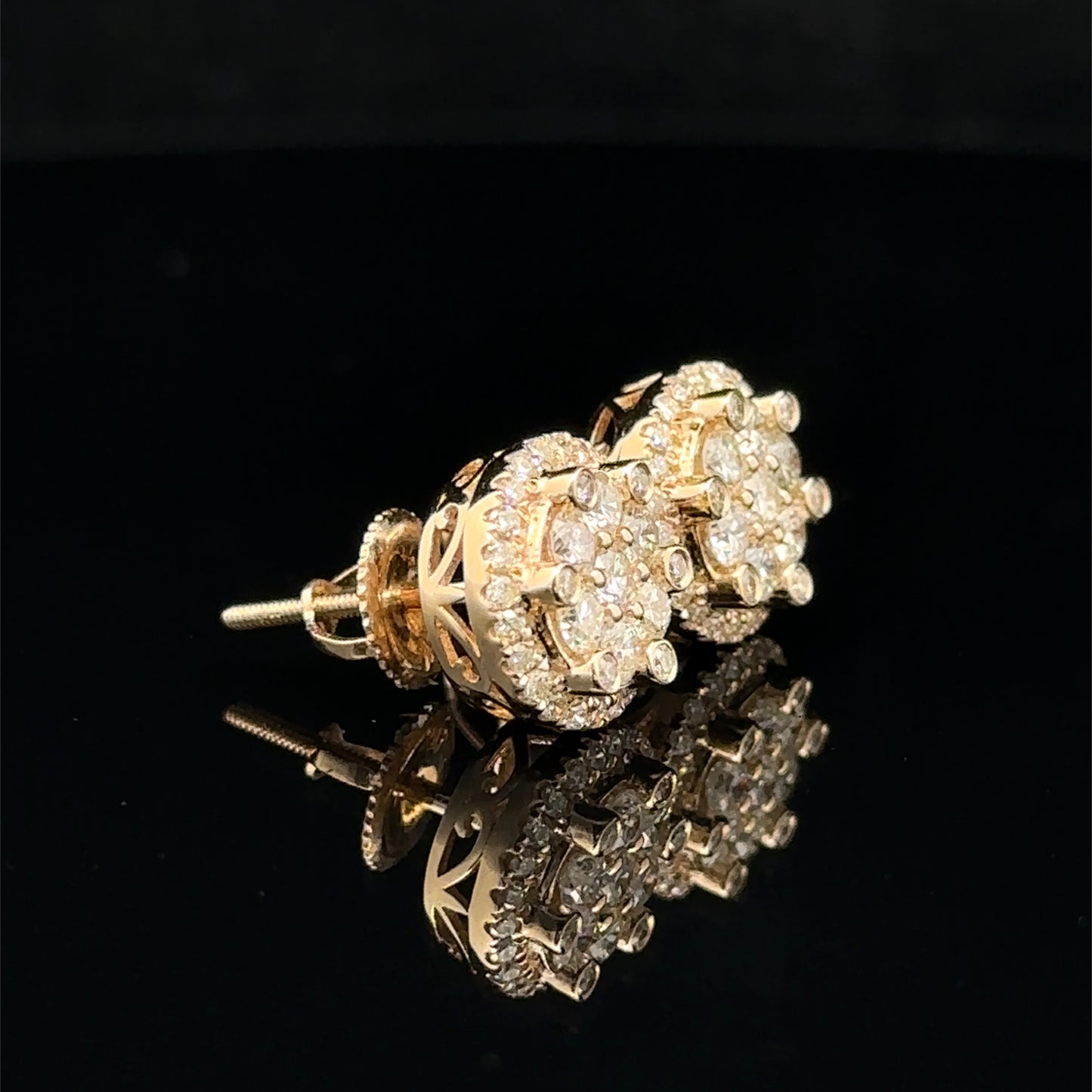 14K Yellow Gold Jumbo Natural Diamond Earrings