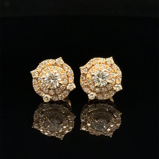 14K Yellow Gold Diamond Stud Earrings – Elegant Sparkle