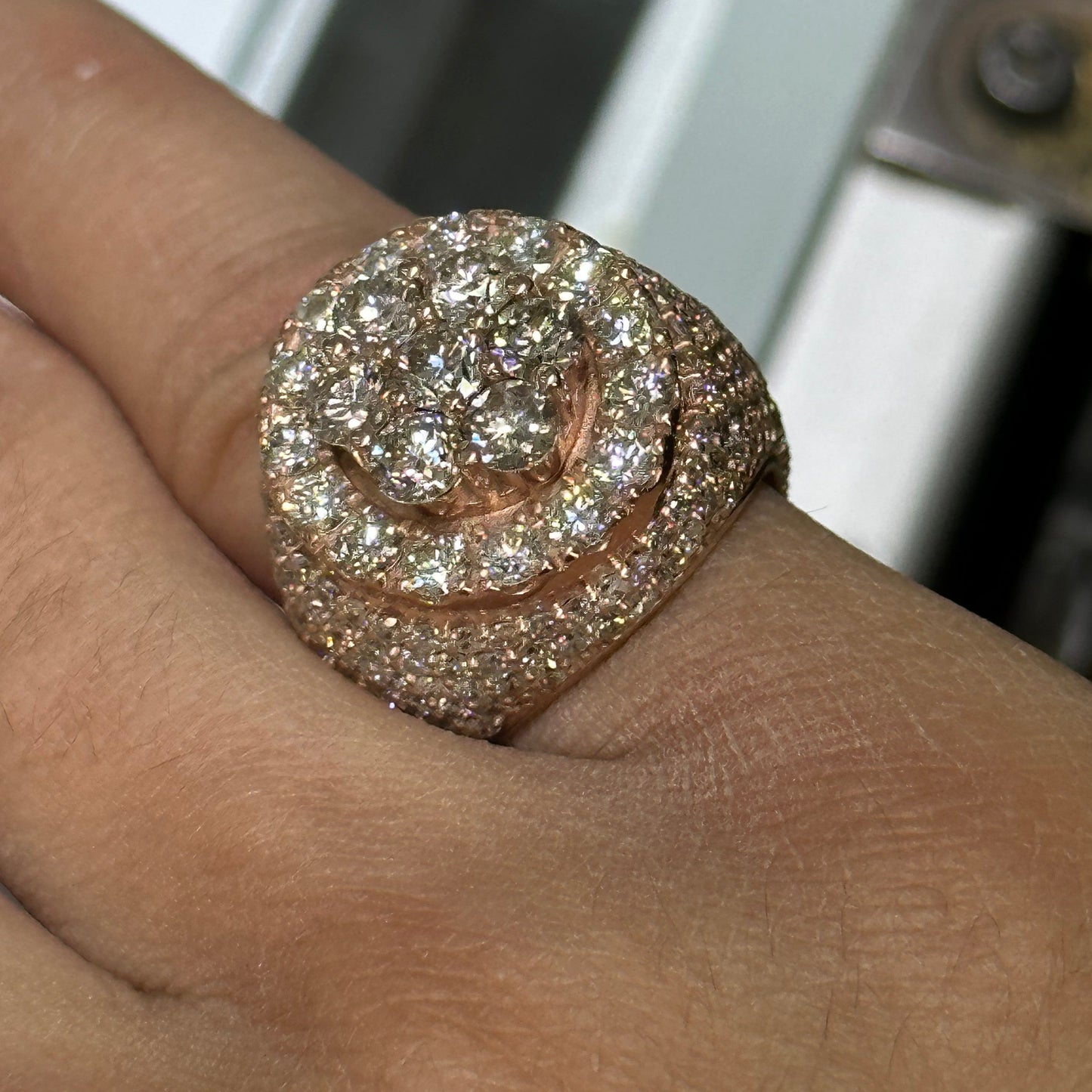 14k rose Gold and diamonds Men`s Ring