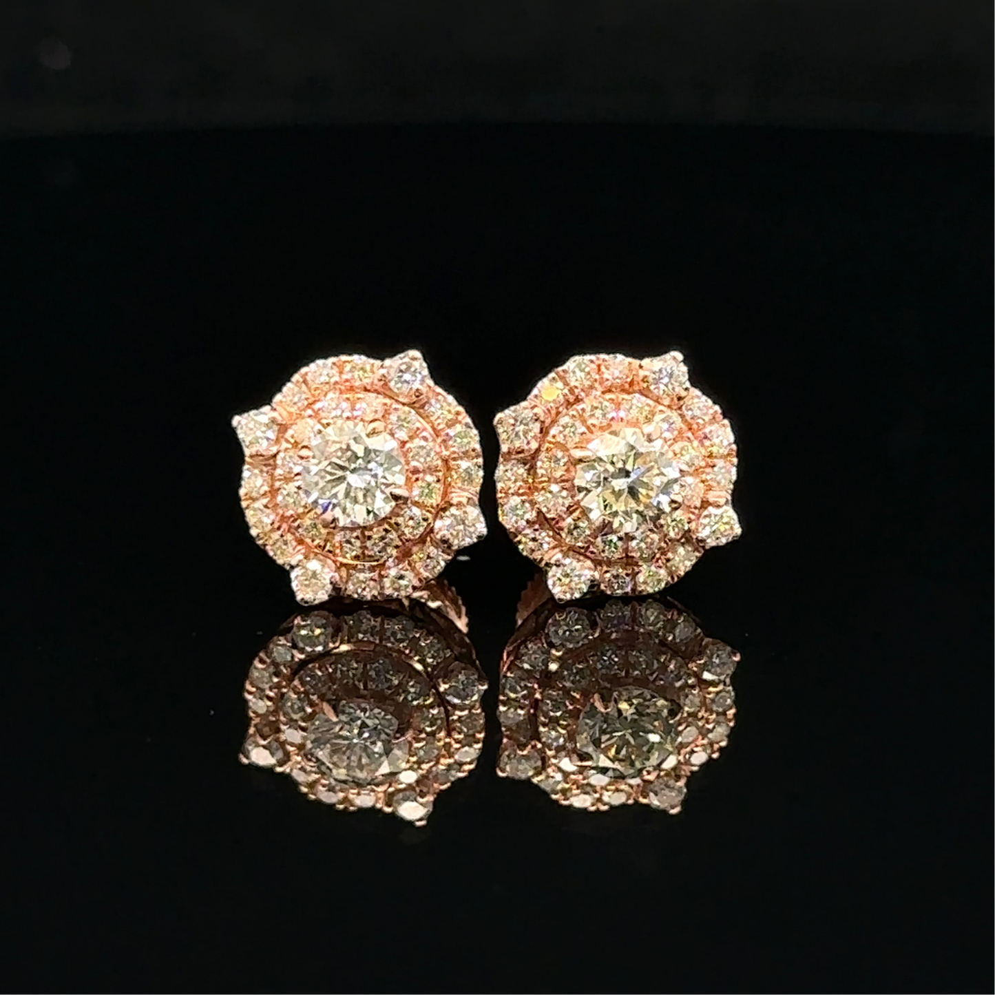 14K Rose Gold Diamond Stud Earrings – Elegant Sparkle