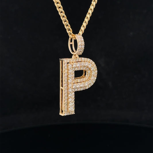 14k yellow gold & diamond P Initial Pendant