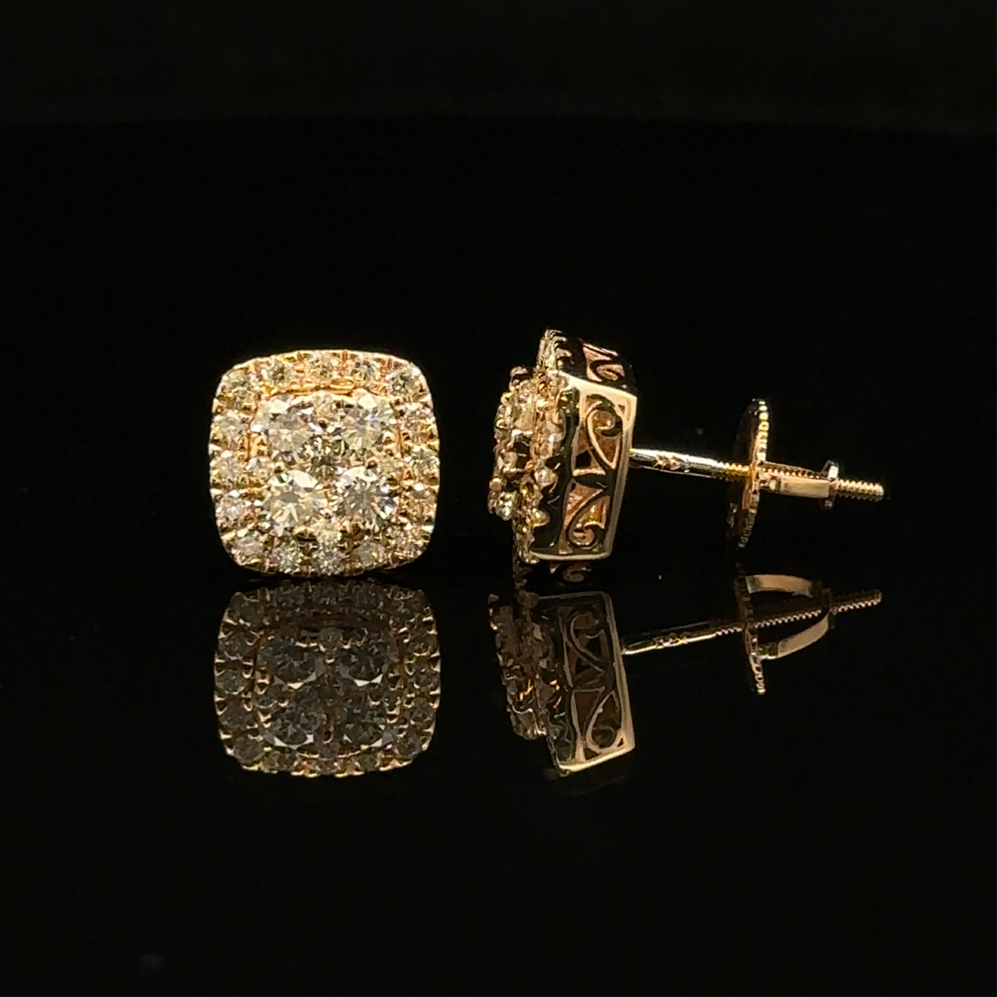 14k Yellow Gold and Diamond Earrings