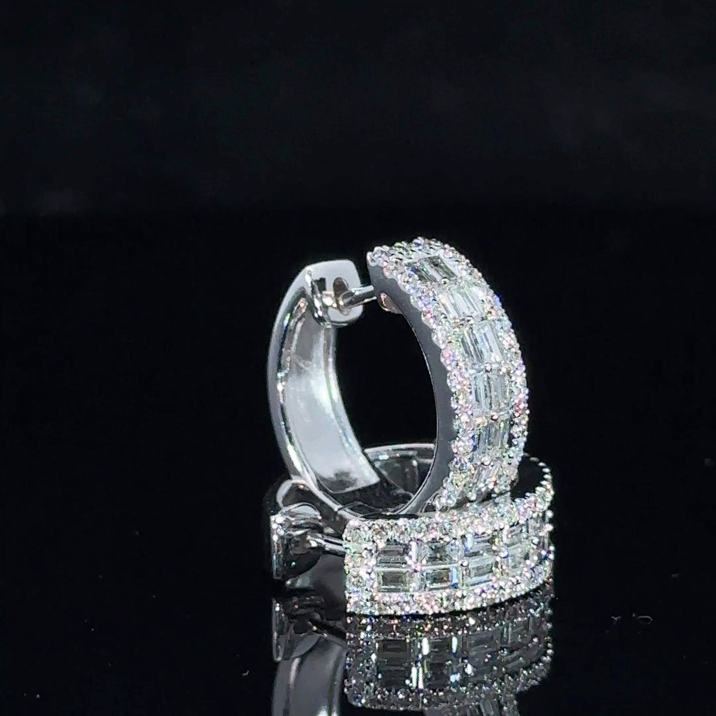 14k white gold and diamond Hoop Earrings